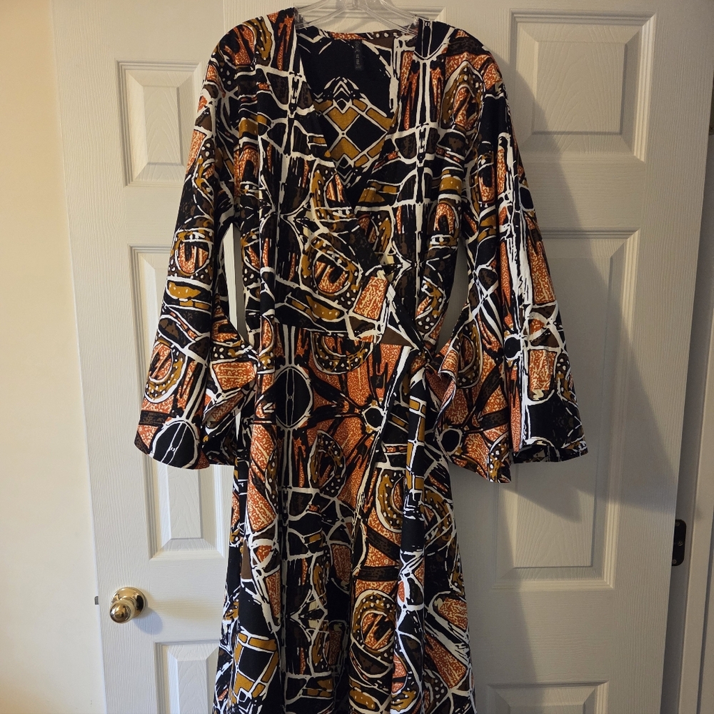 Colorful Print Wrap Dress
